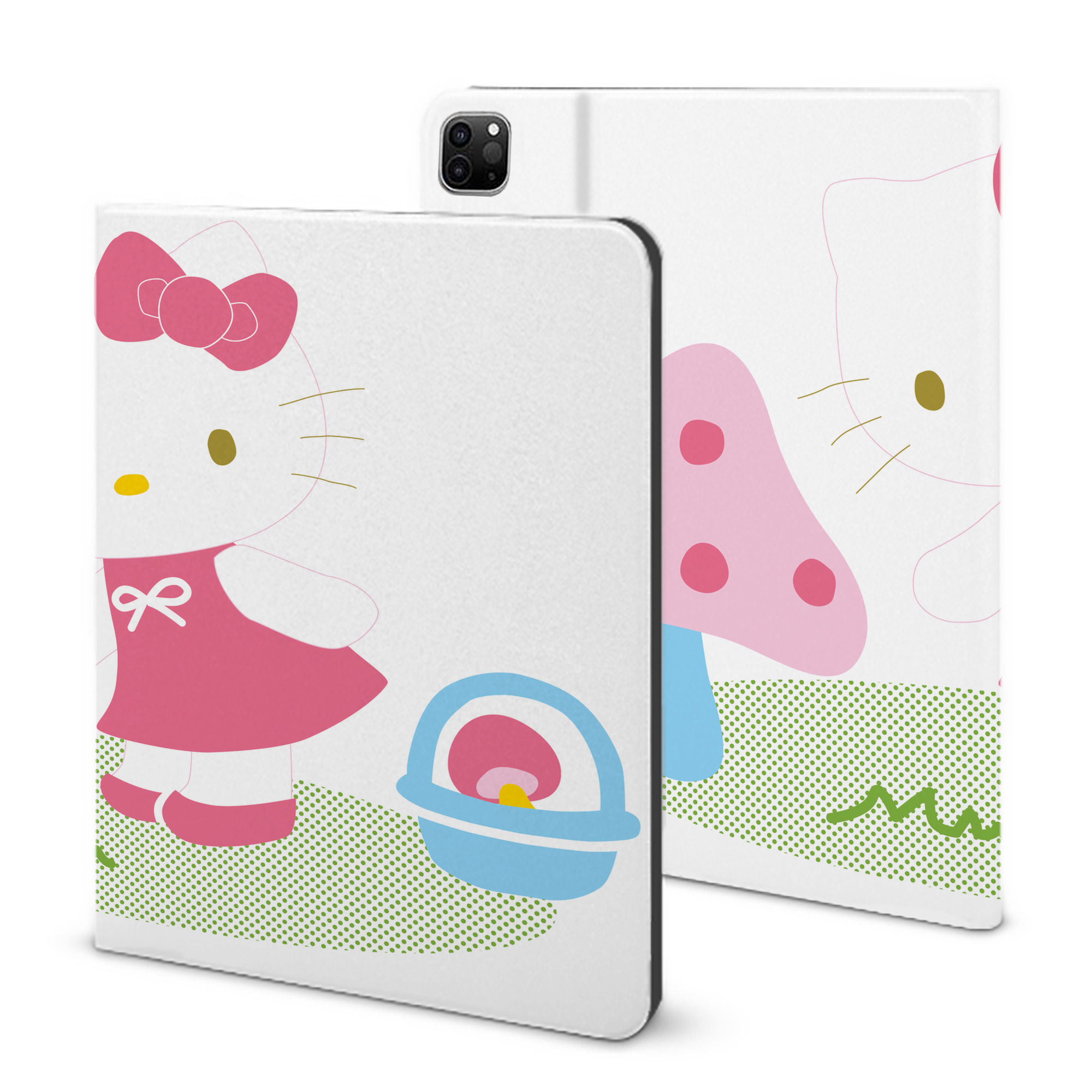（画像用） Hello Kitty ハローキティ IPad ケース ブック型 PUレザー TPU 耐衝撃 軽量 薄型 ペン収納なし 全面保護 IPad 各モデル対応